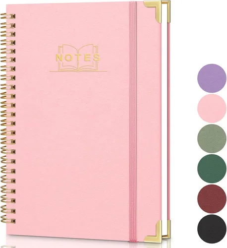 Vista 8 de Cuaderno de espiral rayado, cuaderno A5 de tapa dura en espiral para el trabajo, 5.7 x 8.2 pulgadas, cuadernos de papel grueso de 100GSM