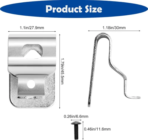 Vista 3 de 10 clips para cinturón para Dewalt, kit de clips de herramientas de taladro de acero inoxidable 304 con tornillos para Dewalt N268241 apto