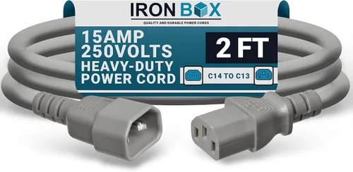 Vista 16 de IronBox Electric - Cable de Alimentación C14 a C13 de Servicio Pesado, 15A, 250V, Cable de Extensión para Computadora 14/3 AWG - Cables