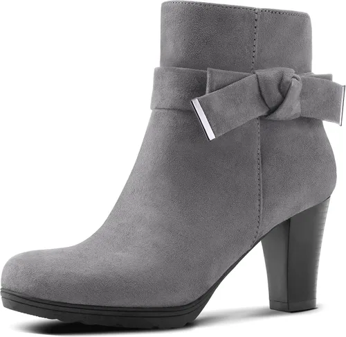 Vista 9 de mysoft Botines de mujer con cremallera y tacón grueso apilado Arco beige