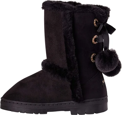 Vista 2 de bebe Girls Fur Trim Winter Boots with Back Lace Pom-Poms (ToddlerLittle GirlBig Girl)