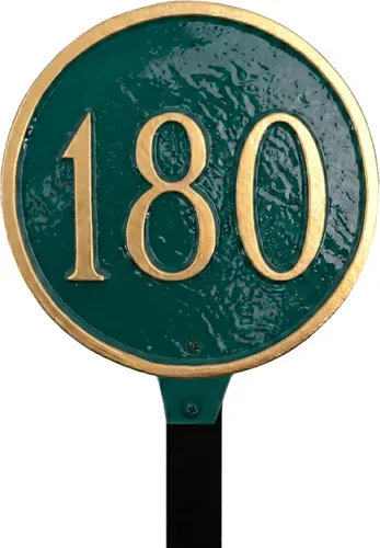 Vista 11 de Montague - Placa circular de metal con estaca para césped, 6.5 x 6.5 pulgadas, cobre antiguo/cobre
