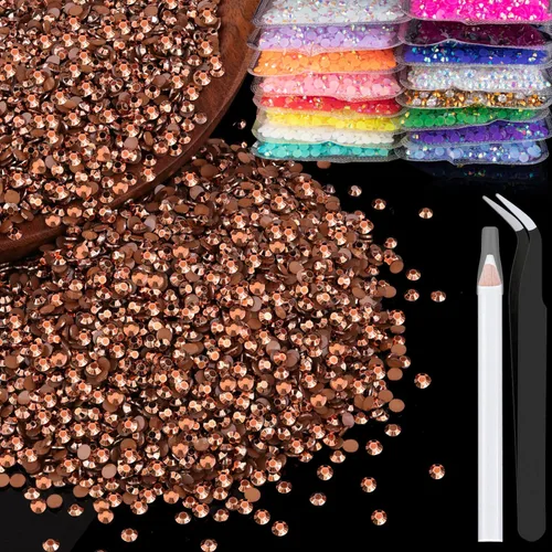Vista 55 de 5000 piezas de 2mm de strass de resina a granel, strass de gel negros con parte posterior plana y redonda para embellecer sin termoadhesión, gemas