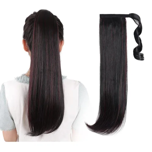 Vista 51 de Extensiones de cabello para cola de caballo, extensión de cola de caballo roja de 16 pulgadas, corta, ondulada, rizada, envolvente, cola de caballo