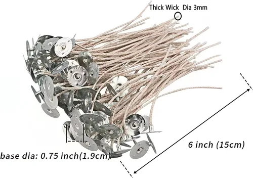 Vista 2 de 100 unidades de mechas ECO de 2 mechas para velas de soja, mecha de vela preencerada de 6 pulgadas para elaboración de velas, mecha de vela gruesa