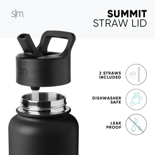 Vista 3 de Simple Modern botella de agua reutilizable con tapa con pajilla, de acero inoxidable con aislamiento al vacío, para gimnasio, viajes y deportes