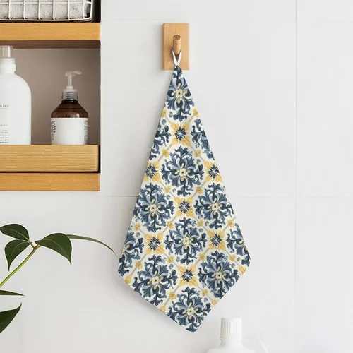 Vista 6 de Decorative Hand Towels for Bathroom - Retro Pattern Q Print Soft Absorbent Small Bath Hand Towels for Kitchen, Farmhouse, Spa, Hotel, Guest Tea and
