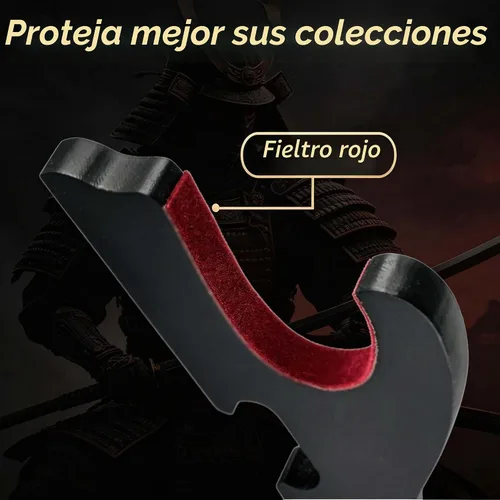 Vista 4 de Juego de 2 ganchos de espada para montaje en pared, soporte ajustable para Katana Wakizashi Tanto Genji Sword Arms Rack