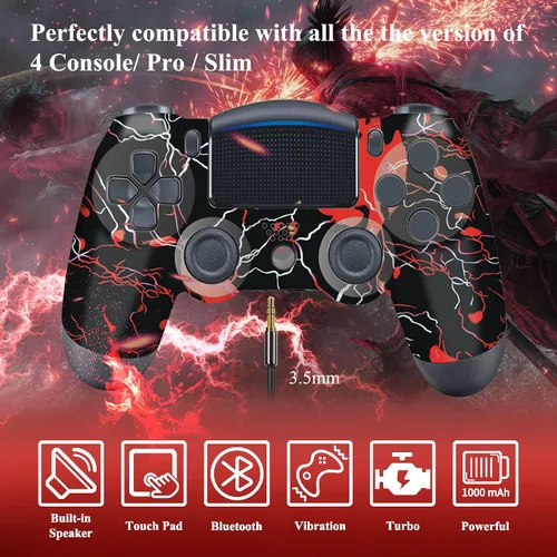 Vista 4 de CFORWARD Wireless Controller for Play4SlimProPC,Remote Game Controller,Replacement for Pa4 Gamepad Controller with 3.5m