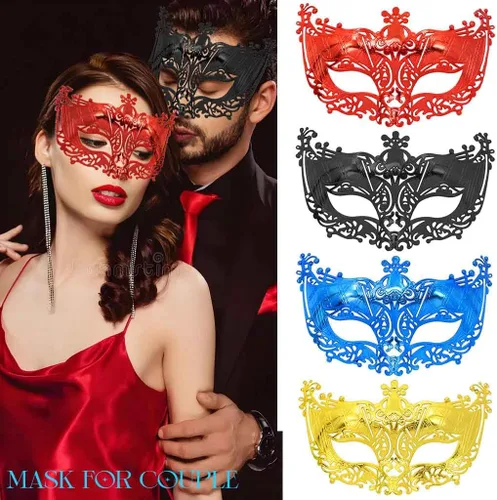 Vista 6 de Yalice Máscara veneciana para mascarada, para mujer, para fiesta, para ojos, accesorios para disfraz Rojo