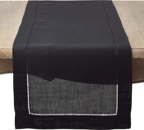 Vista 45 de SARO LIFESTYLE Servilleta de cóctel con borde cosido (juego de 12), negro, 6"x6