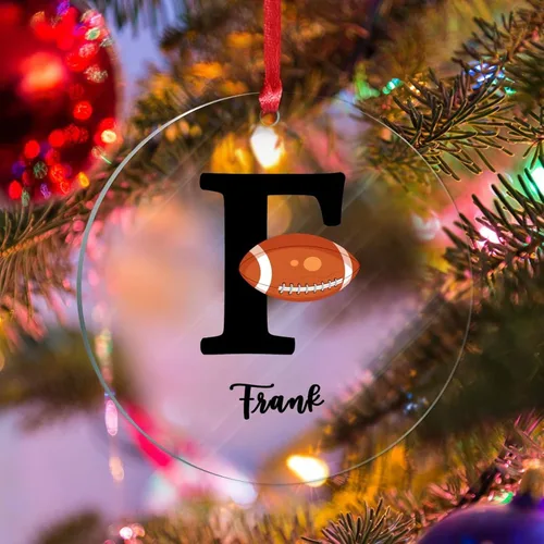 Vista 9 de Adornos colgantes personalizados con monograma inicial de letra A, árbol de Navidad, apellido personalizado, decoración de árbol de Navidad, feliz