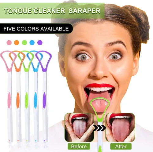 Vista 3 de Yerliker 10 unidades de limpiador de lengua, raspadores de lengua para adultos, cepillo oral portátil, herramientas de cuidado oral saludable
