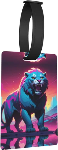 Vista 7 de Synthwave Sabertooth Luggage Tag - Lightweight, Removable Wristband for Travel, Backpacks, Golf Bags