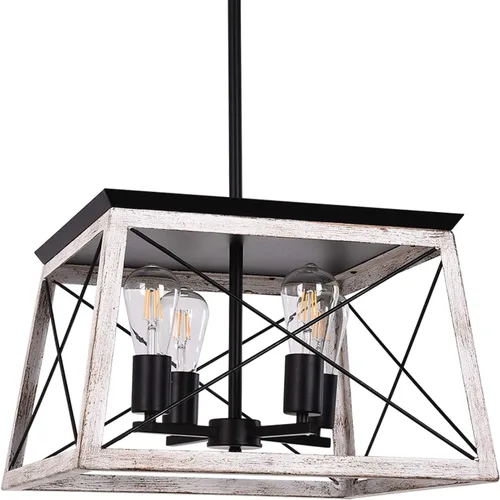 Vista 9 de Luupyia Lámpara de techo de granja de 2 luces, montaje semiempotrado, luz de techo blanca, rectangular, iluminación rústica, granja, pasillo