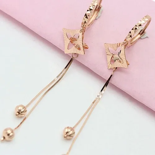 Vista 4 de SAGEKING 2024 New 14K Rose Gold Fashion Hollow Style Flower Soft Chain Tassel Earrings For Women585 Purple Gold Classic Charm Jewelry Fashion