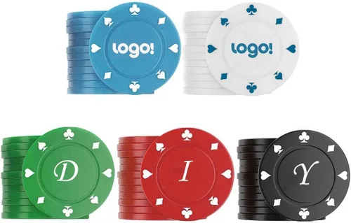 Vista 4 de 100 fichas de póquer de plástico sin denominaciones, impresión DIY con tu texto personalizado, fichas de juego de cartas de póquer a granel