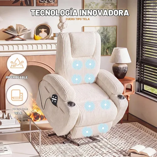 Vista 8 de Flamaker Silla reclinable eléctrica para personas mayores Beige
