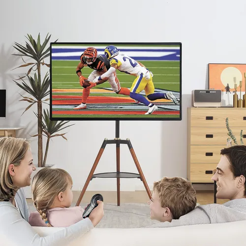 Vista 5 de ETHU - Soporte de TV con caballete con placa para TV de 32 a 65 pulgadas Trípode ajustable en altura con bandeja, soporte de TV de esquina