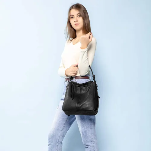 Vista 2 de Bolsas de diseñador de estilo hobo para mujer, grandes y de cuero sintético, formato tipo cubeta