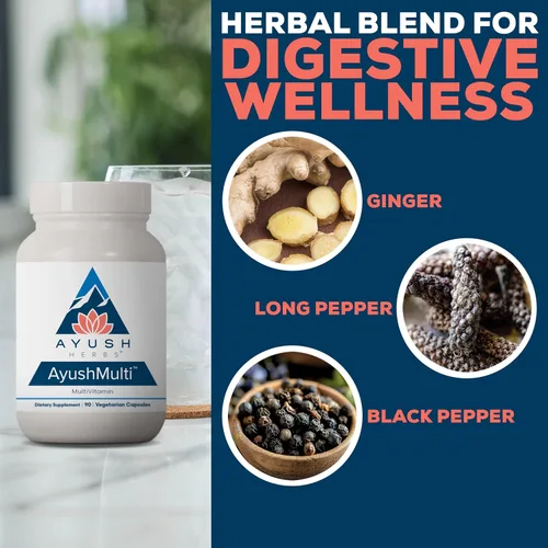 Vista 4 de Ayush Herbs Ayush Multi - Cápsulas multivitamínicas con yodo y zinc para hombres y mujeres, soporte diario de vitaminas y minerales para adultos, 90
