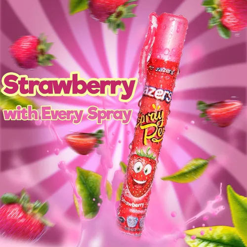 Vista 2 de Pen Spray - Caramelo líquido - Paquete de 24 unidades de sabor a fresa, sin gluten, sin colorantes añadidos, caramelo kosher novedoso, 0.7 fl oz
