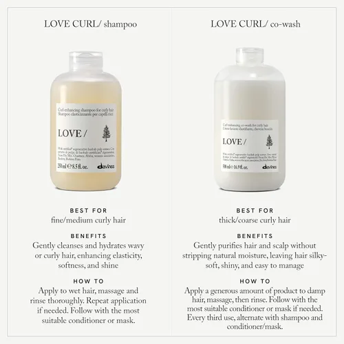 Vista 4 de Davines LOVE/Curl Shampoo, Creamy Taming Cleanser for Wavy & Curly Hair - Enhances Elasticity, Volume & Softness - Hydrating Baobab Pulp Formula