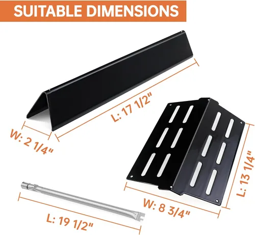 Vista 2 de Grill Parts 7620 Barras aromatizantes para Weber Genesis E310 E320 E330 S310 S320 S330 EP310 EP330 con deflector de calor esmaltado de porcelana