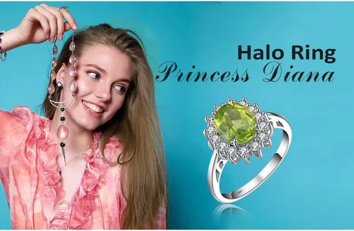 Vista 6 de JewelryPalace - Anillos de compromisoaniversario estilo princesa Diana Kate Middleton, con piedra natal de zafiro y halo pmujer, 14 quilates