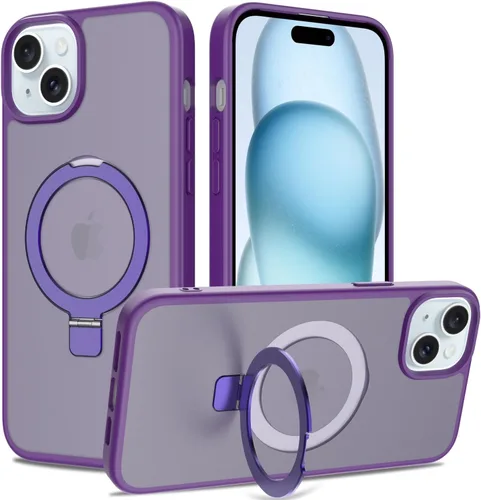 Vista 11 de Funda con soporte ultra magnético para iPhone 15 Pro [protección militar contra caídas] [compatible con MagSafe] a prueba de golpes, translúcida