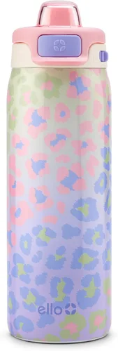 Vista 23 de Ello Pop & Fill Botella de agua de acero inoxidable para niños de 12 onzas con tapa de llenado rápido Botella libre de BPA con aislamiento al