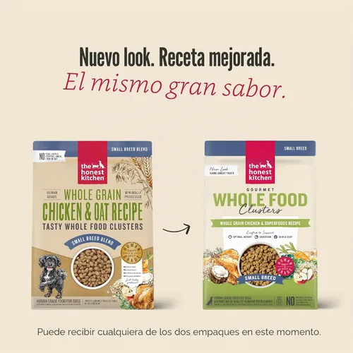 Vista 4 de The Honest Kitchen Whole Food Clusters - Alimento seco para perros de raza pequeña con pollo y grano integral, bolsa de 4 libras