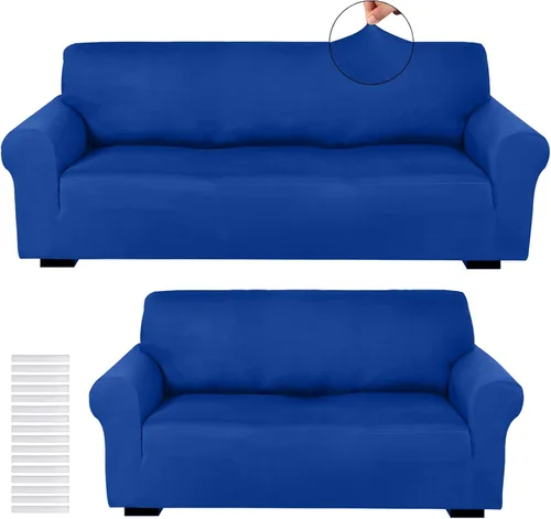 Vista 8 de Peryiter Juego de 2 fundas para sofá de dos plazas Fundas para muebles para sala de estar para sofá, sillón, ajuste elástico, a prueba de arrugas