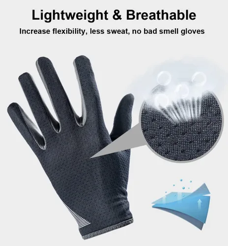 Vista 4 de SUJAYU Guantes de senderismo y ciclismo de dedo completo, guantes finos para hombres y mujeres, protección UV, ideales para bicicletas de adultos