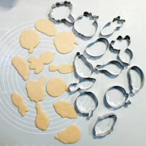 Vista 5 de Cortadores de galletas en forma de vegetales, de 12 piezas, de acero inoxidable, juego de cortadores de fondant para verduras, pastelería, galletas