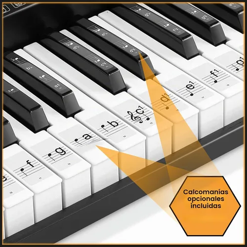 Vista 7 de Teclado de piano electrónico de la marca Hamzer, modelo 61-Key, portátil, con atril, taburete, auriculares y micrófono