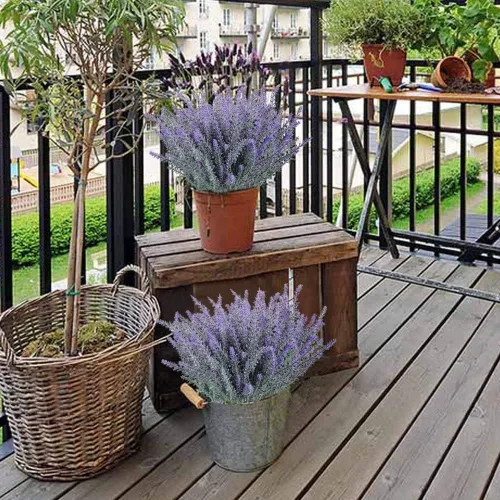 Vista 4 de GTIDEA 4 piezas de flores de lavanda artificiales falsas decoración de Morado