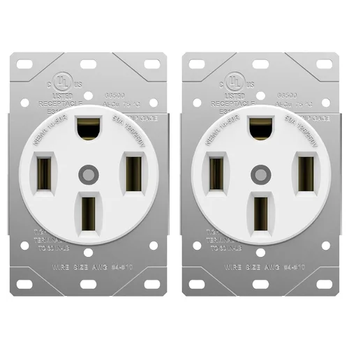 Vista 13 de ENERLITES 50A RV Power Outlet Box, NEMA 14-50R, Black Negro
