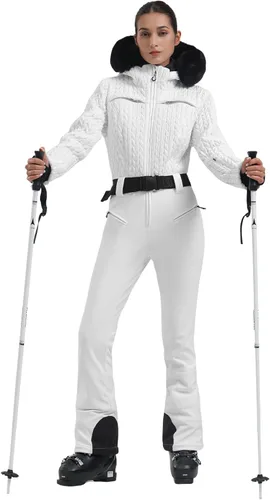 Vista 130 de GSOU SNOW Traje de esquí para mujer, traje de nieve delgado de una pieza, chaqueta de nieve, impermeable, resistente al viento, deportes al aire