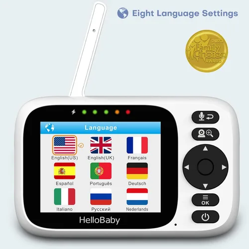 Vista 9 de HelloBaby Monitor de bebé de 3.2 pulgadas, 2 cámaras con soporte de suelo, monitor de video audio para bebés sin WiFi, zoom panorámico remoto