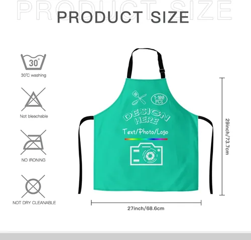Vista 7 de Delantal personalizado para mujeres y hombres, haz tu propio nombre, foto personalizado, delantal de cocina de chef, 1-100 piezas delantales
