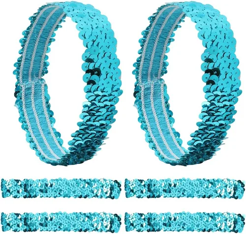 Vista 9 de GORGECRAFT 12 diademas de lentejuelas elásticas con purpurina elástica con purpurina a la moda, juego de accesorios para mujeres, deportes, bailes