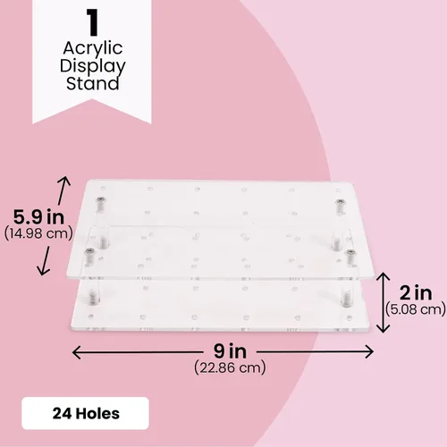 Vista 6 de Stockroom Plus Soporte para tartas, 24 agujeros, acrílico transparente, 9 x 5.9 x 2 pulgadas, estante y bandeja para tartas, exhibición para 24