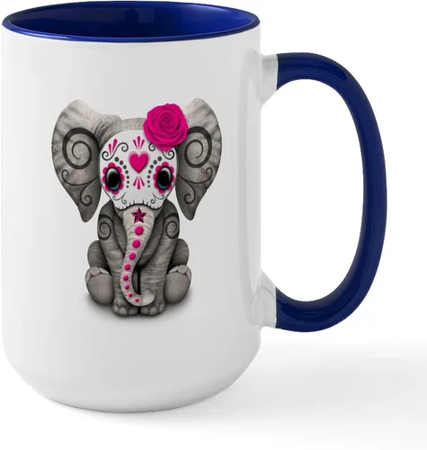 Vista 22 de CafePress Blue Elephant - Taza de café de cerámica de 15 oz (15.0 fl oz)
