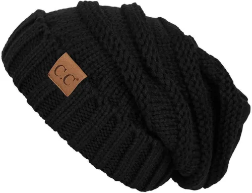 Vista 81 de Funky Junque Gorro de moda de punto trenzado de talla extragrande, grueso, abrigado, suave y holgado