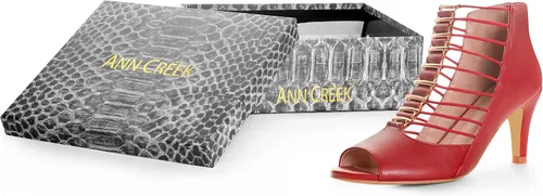 Vista 7 de ANN CREEK Tacones de gladiador para mujer, tacón medio, sandalias de tiras elásticas con puntera abierta, sandalias de tacón para fiesta casual