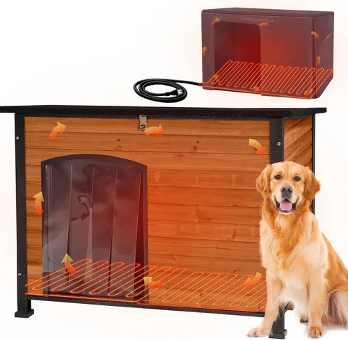 Vista 9 de Aivituvin Casa Grande para Perros al Aire Libre Interior Resistente a la Intemperie para Perros Pequeños, Medianos y Grandes con Marco de Hierro