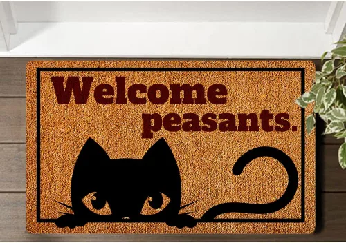 Vista 2 de Tapete divertido de bienvenida para los campesinos, tapete de bienvenida para amantes de los gatos, regalo de bienvenida a amigos, decoración