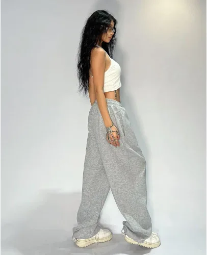 Vista 8 de Pantalones deportivos de pierna ancha para mujer, pantalones holgados Y2k de pierna recta con bolsillos, pantalones Y2K de tiro bajo