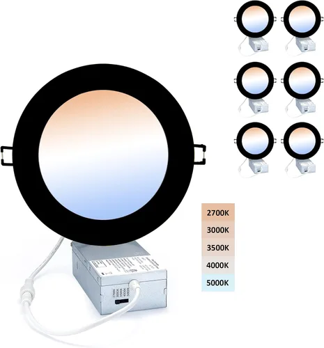 Vista 7 de POPANU Iluminación LED empotrable prémium de 4 pulgadas, 5 CCT, ajustable, regulable, empotrable, lámpara de techo con caja de conexiones